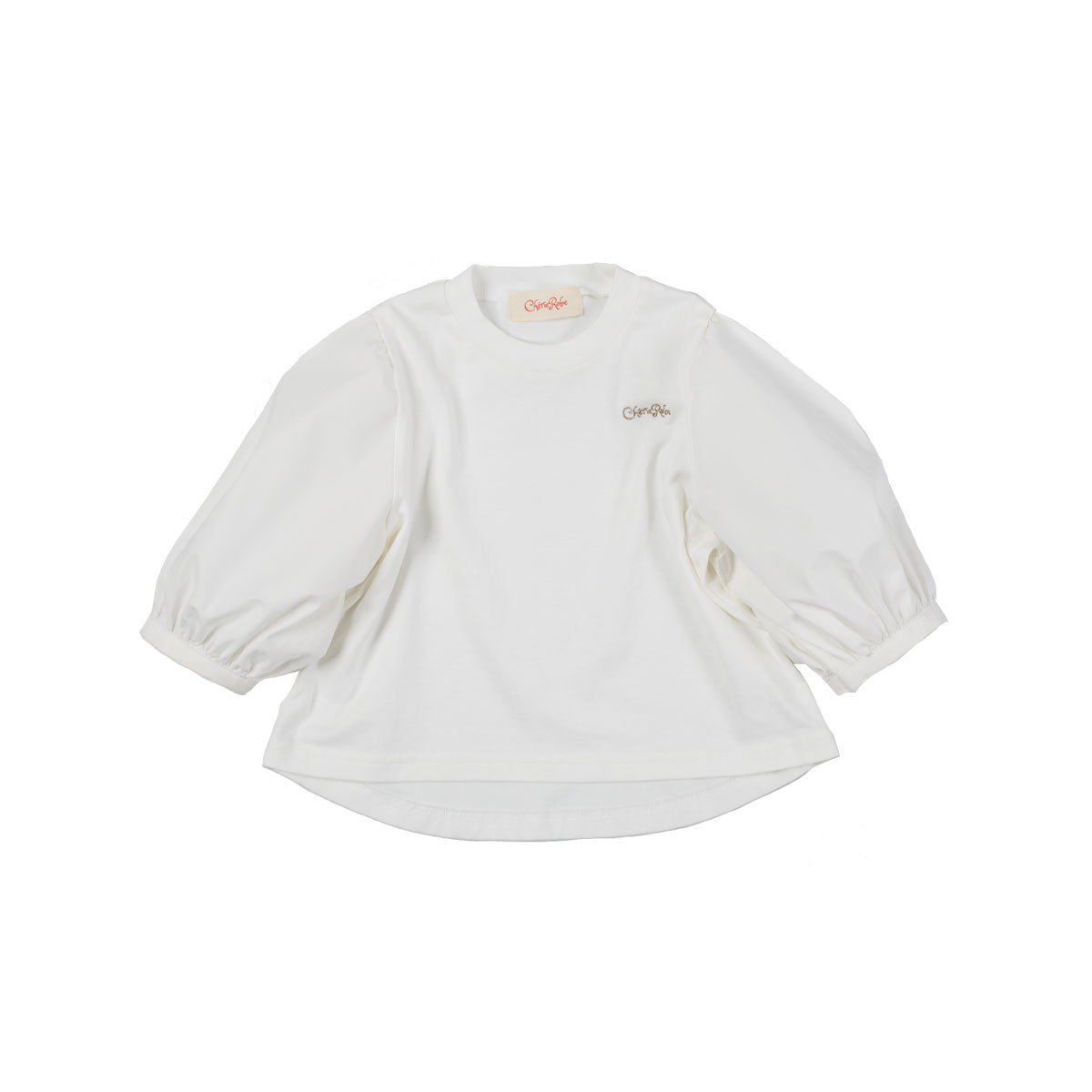 【予約：3月上旬以降発送】シェリーローブ キッズウエア パフスリーブ 半袖Tシャツ オフホワイト