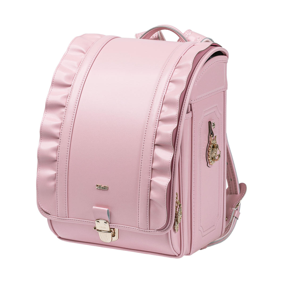 ランドセル フェアリーフリル フレンチローズ 半かぶせタイプ リリコ やわらかな曲線を描くフリルを贅沢にあしらい、上品さと愛らしさを兼ね備えた女の子ランドセル